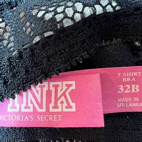 PINK Victoria’s Secret T-Shirt Demi Lace Bra Black 32B NWOT - Picture 6 of 6
